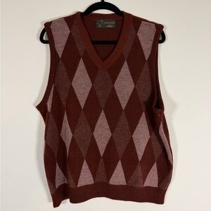 Men's Angora Argyle Sweater Vest - Brown and Tan